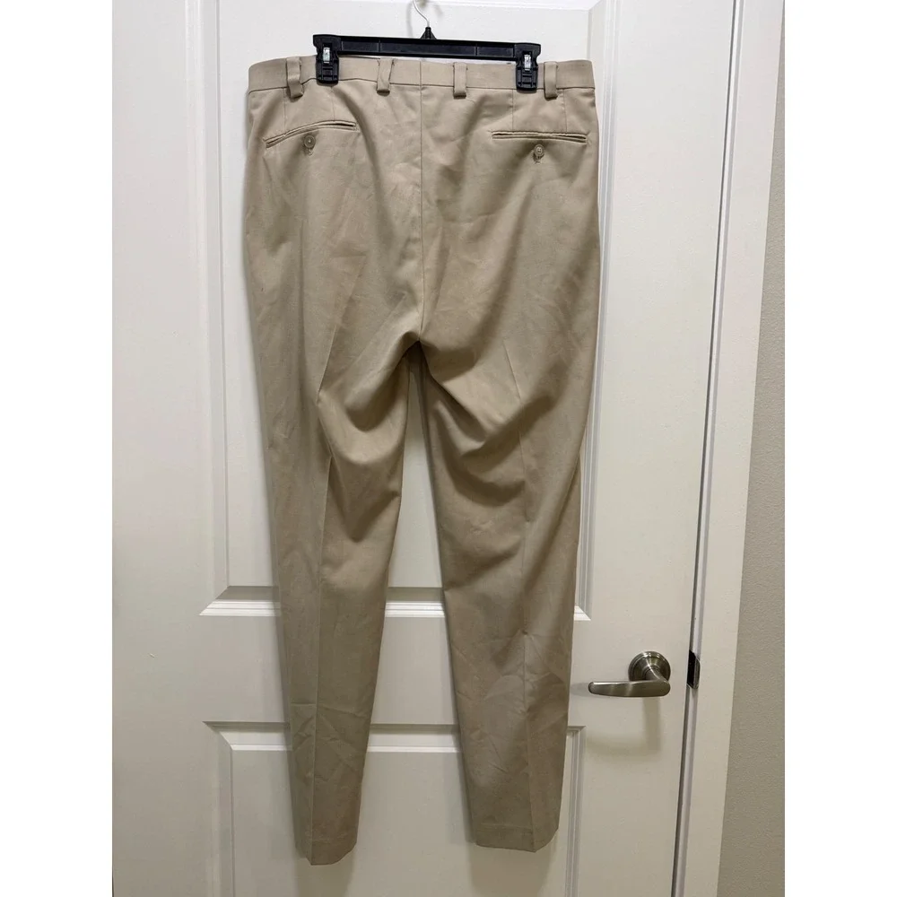 Calvin Klein Mens Khaki Tan Slim Fit Flat Front Dress Pant 36W x 34L Rayon Blend
